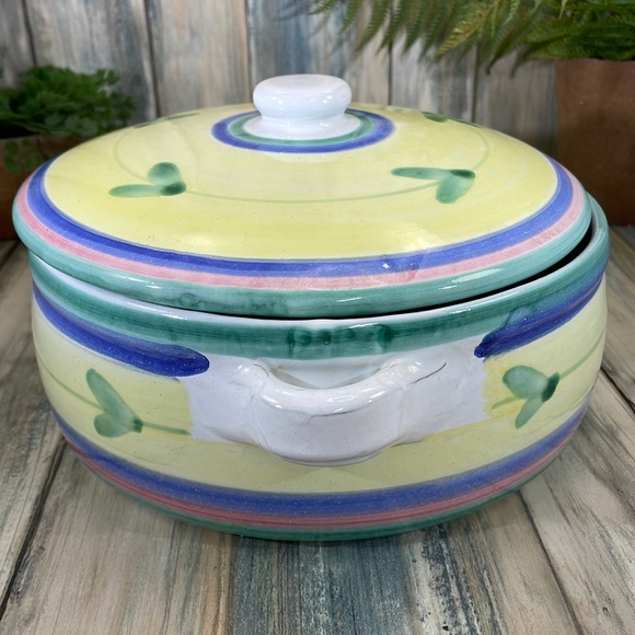 ⭐️Vintage Pottery Caleca Carousel Covered Casserole Dish Italy Hand Painted - Picture 2 of 10